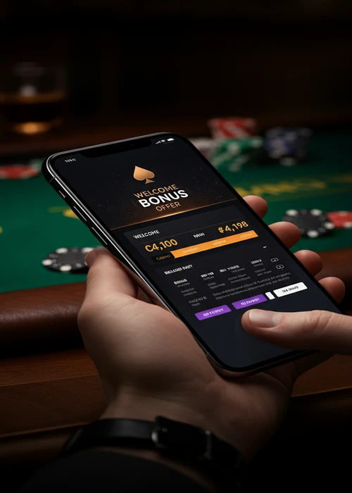 Grafika przedstawiająca ekscytujące bonusy i promocje dostępne w Volcano Casino, w tym złote monety i darmowe spiny, symbolizujące lukratywne oferty.